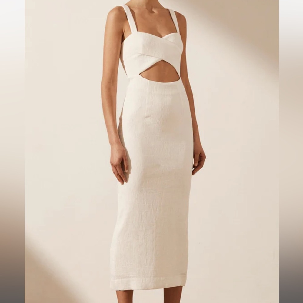 NWT Shona Joy Simone Cross over Midi Ivory - US 6